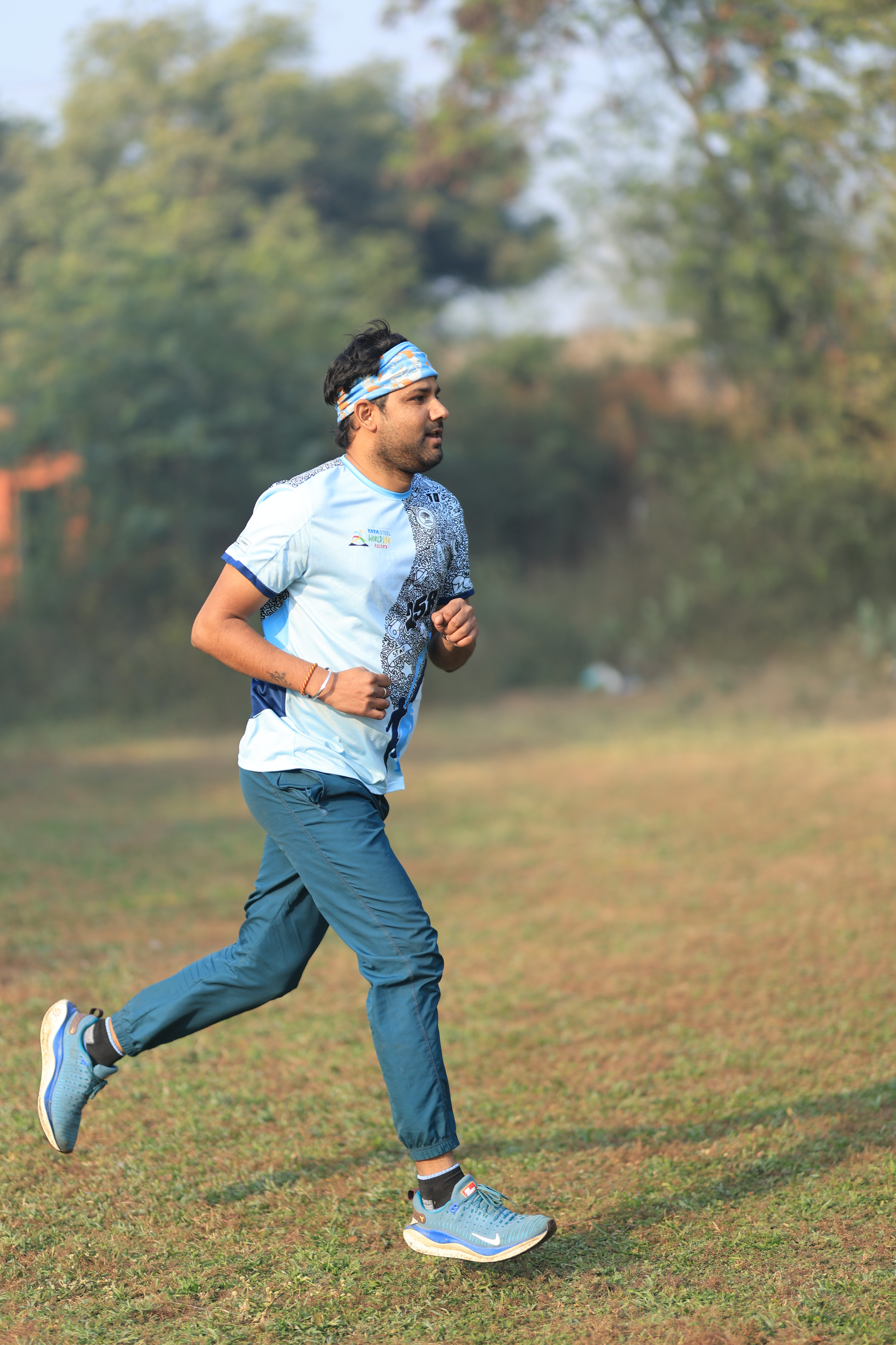 Runner on a race route